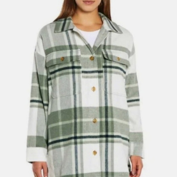 Banana Republic Plaid Button-Up Jacket in Green and White - Picture 4 of 7